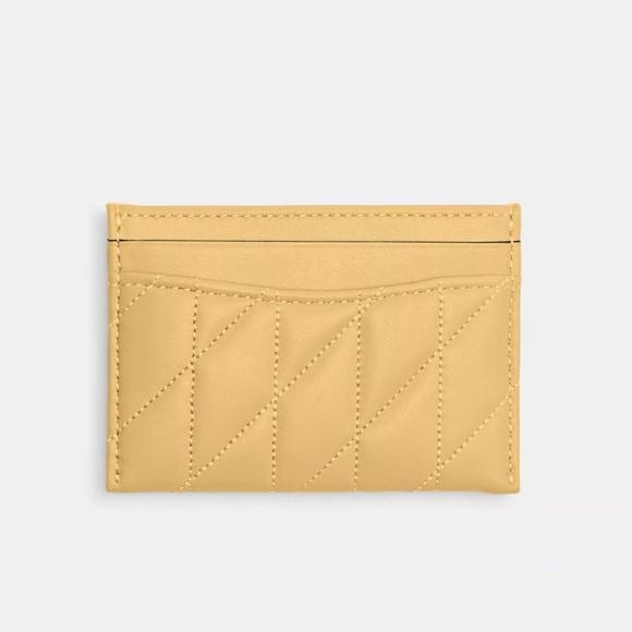 Coach Essential Card Case With Pillow Quilting in Silver/Hay Nappa Leather NWT - Picture 13 of 16